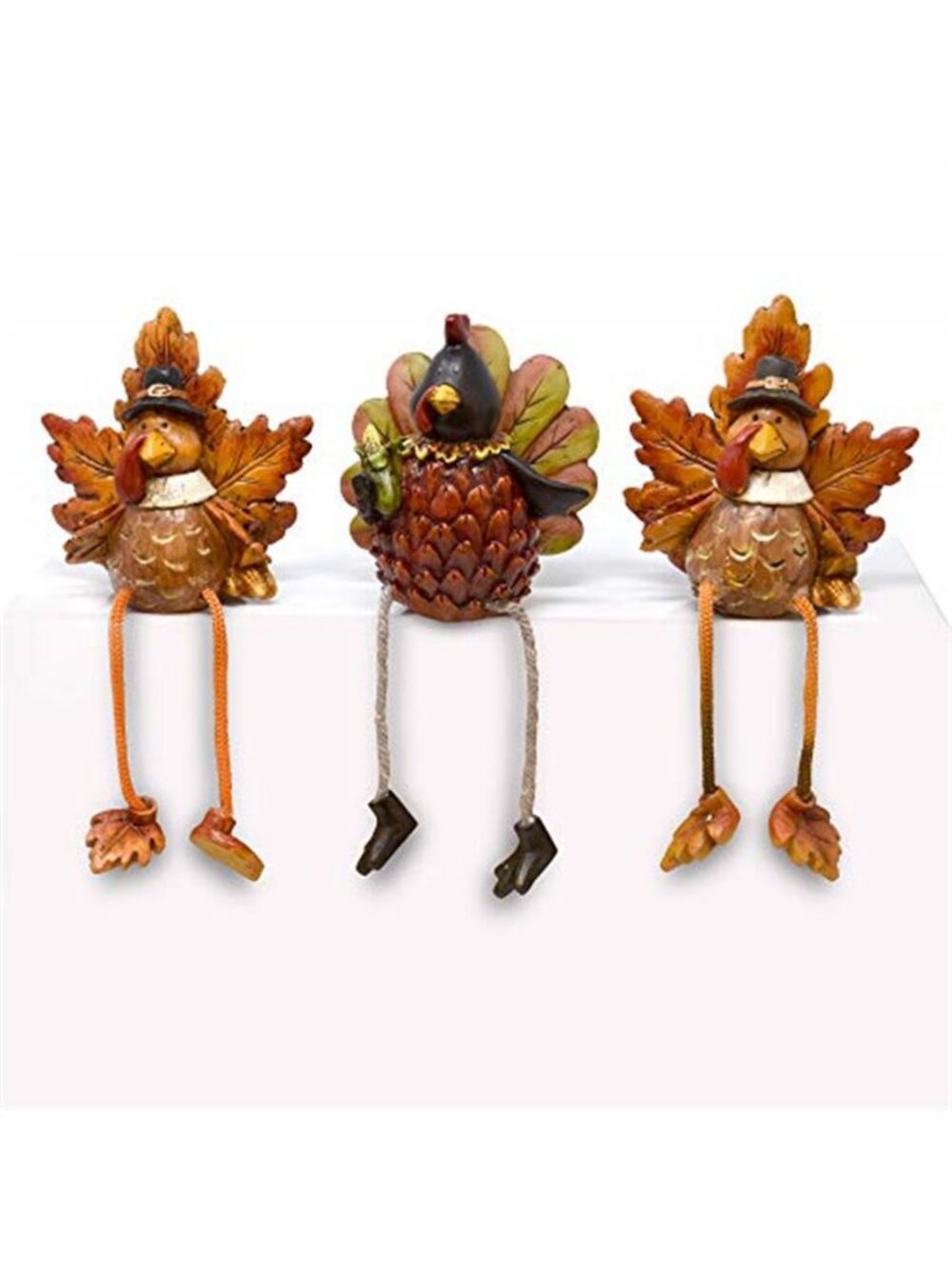 Thanksgiving Turkey Ceramic Shelf Sitters Decorations 3 Pack Table Topper